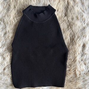 Aritzia Black Sleeveless Ribbed Turtleneck Top